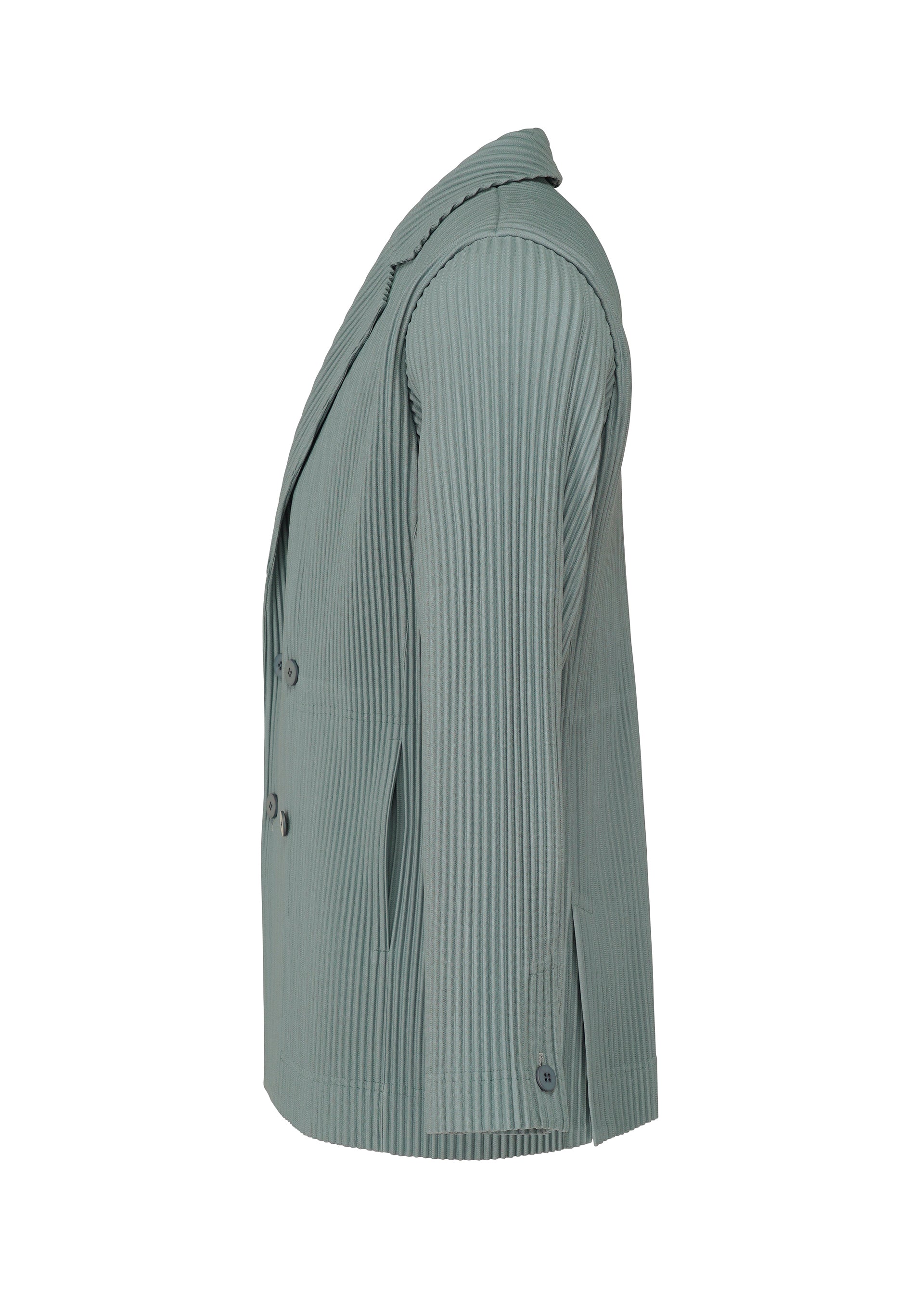 A detail shot of the HOMME PLISSÉ ISSEY MIYAKE TAILORED PLEATS 1 jacket.