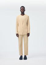 A model wears the HOMME PLISSÉ ISSEY MIYAKE TAILORED PLEATS 2 clothing.