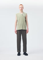A model wears the HOMME PLISSÉ ISSEY MIYAKE STONE CLOUD vest.