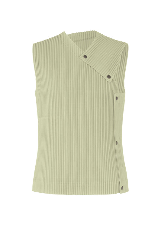 A product shot of the HOMME PLISSÉ ISSEY MIYAKE STONE CLOUD vest in wavellite green (61).