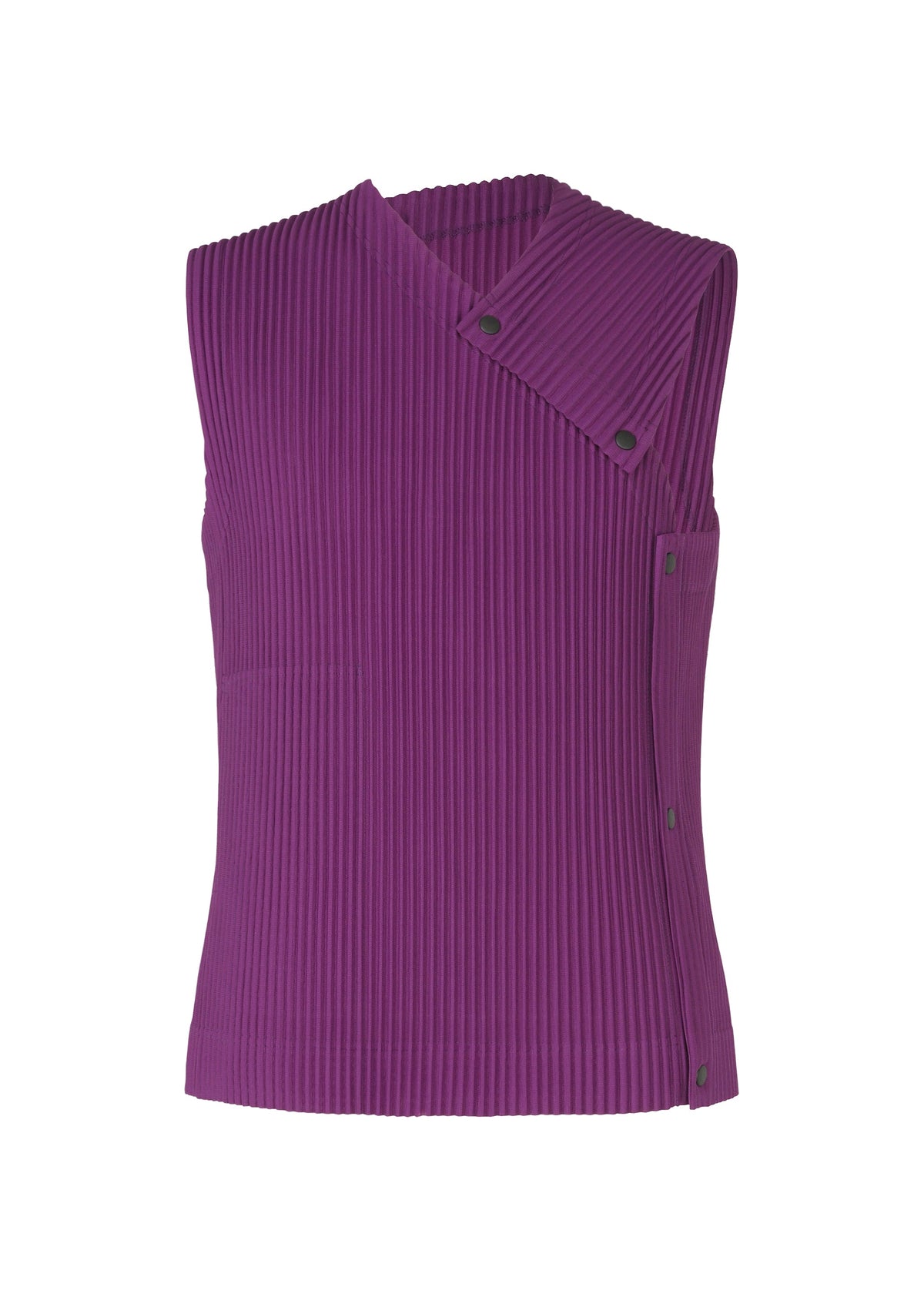 A product shot of the HOMME PLISSÉ ISSEY MIYAKE STONE CLOUD vest in amethyst purple (87).