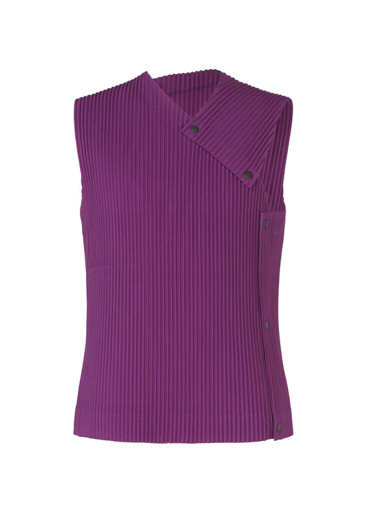 A product shot of the HOMME PLISSÉ ISSEY MIYAKE STONE CLOUD vest in amethyst purple (87).