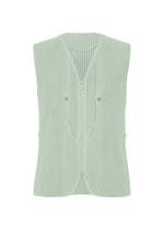 A product shot of the HOMME PLISSÉ ISSEY MIYAKE QUARRY vest in sericite blue (70).