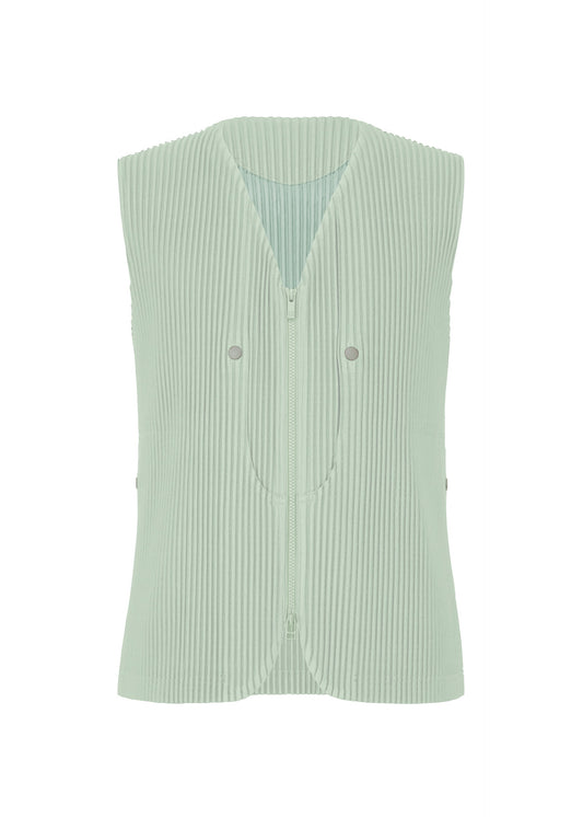 A product shot of the HOMME PLISSÉ ISSEY MIYAKE QUARRY vest in sericite blue (70).