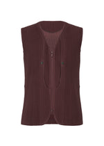 A product shot of the HOMME PLISSÉ ISSEY MIYAKE QUARRY vest in wine purple (86).