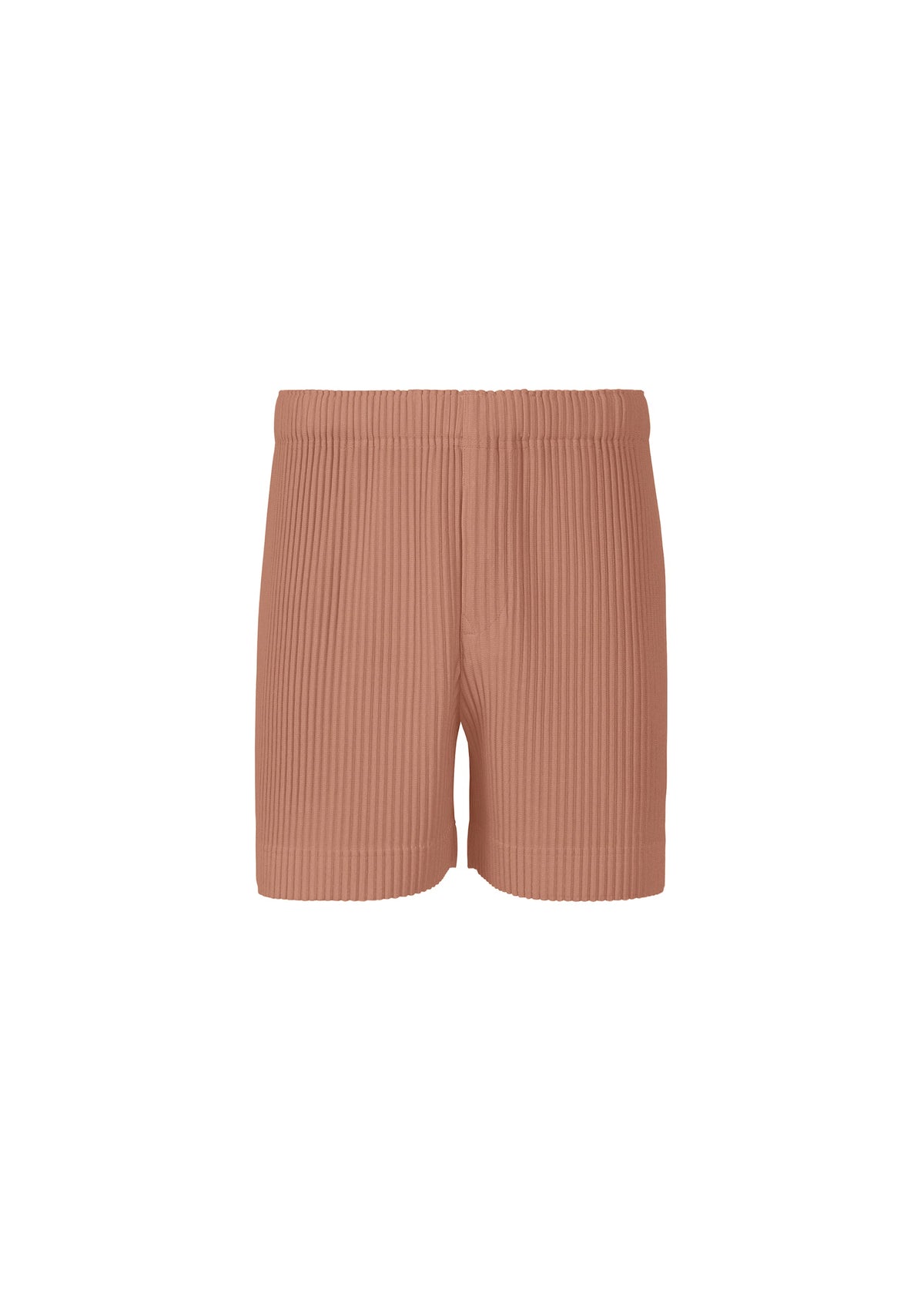 A product shot of the HOMME PLISSÉ ISSEY MIYAKE MONTHLY COLORS JULY trousers in vanadinite red.