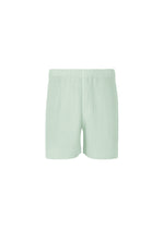 A product shot of the HOMME PLISSÉ ISSEY MIYAKE MONTHLY COLORS JULY trousers in sericite blue.