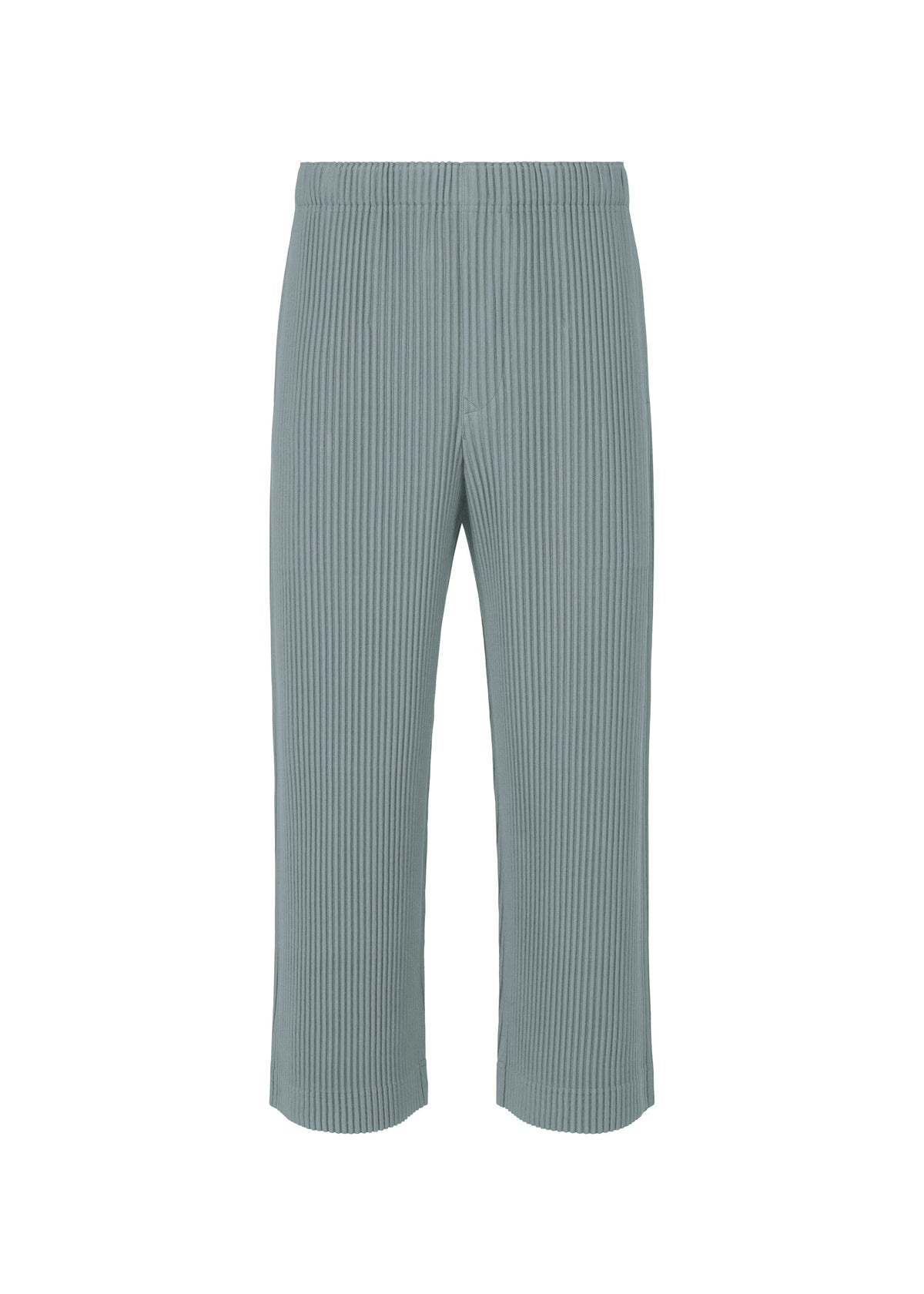 A product shot of the HOMME PLISSÉ ISSEY MIYAKE MONTHLY COLORS AUGUST trousers in slate blue (71).