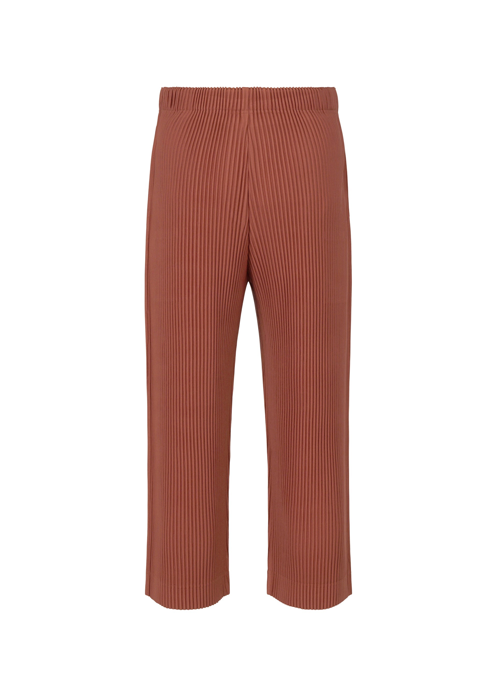 A detail shot of the HOMME PLISSÉ ISSEY MIYAKE MONTHLY COLORS AUGUST trousers.