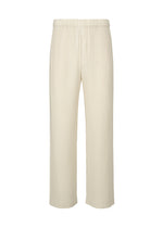 A product shot of the HOMME PLISSÉ ISSEY MIYAKE MONTHLY COLORS SEPTEMBER trousers in limestone white (04).