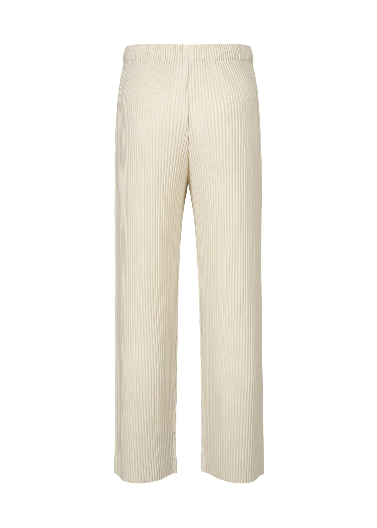 A detail shot of the HOMME PLISSÉ ISSEY MIYAKE MONTHLY COLORS SEPTEMBER trousers.