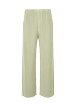 A product shot of the HOMME PLISSÉ ISSEY MIYAKE MONTHLY COLORS OCTOBER trousers in wavellite green (61).