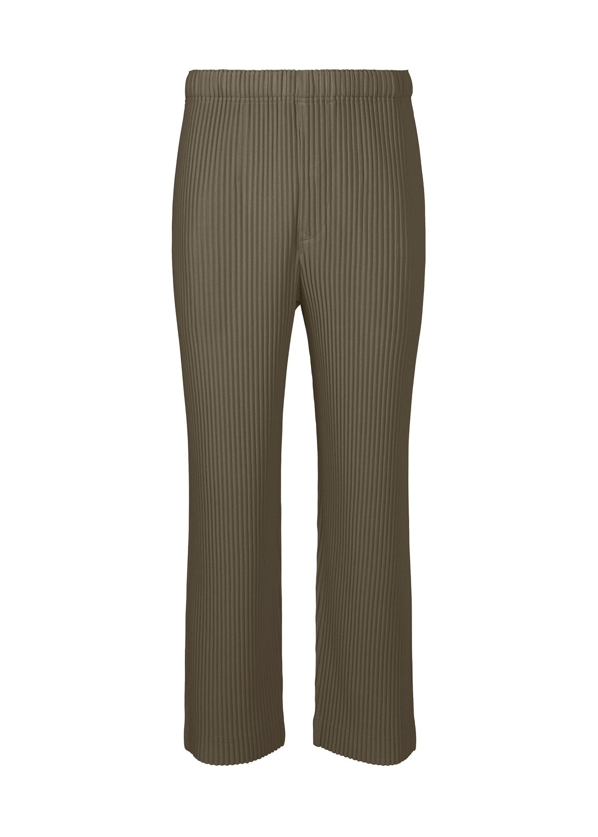 A product shot of the HOMME PLISSÉ ISSEY MIYAKE MONTHLY COLORS NOVEMBER trousers in mudstone grey (17).