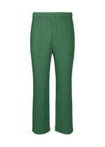 A product shot of the HOMME PLISSÉ ISSEY MIYAKE MONTHLY COLORS NOVEMBER trousers in celadon green (63).