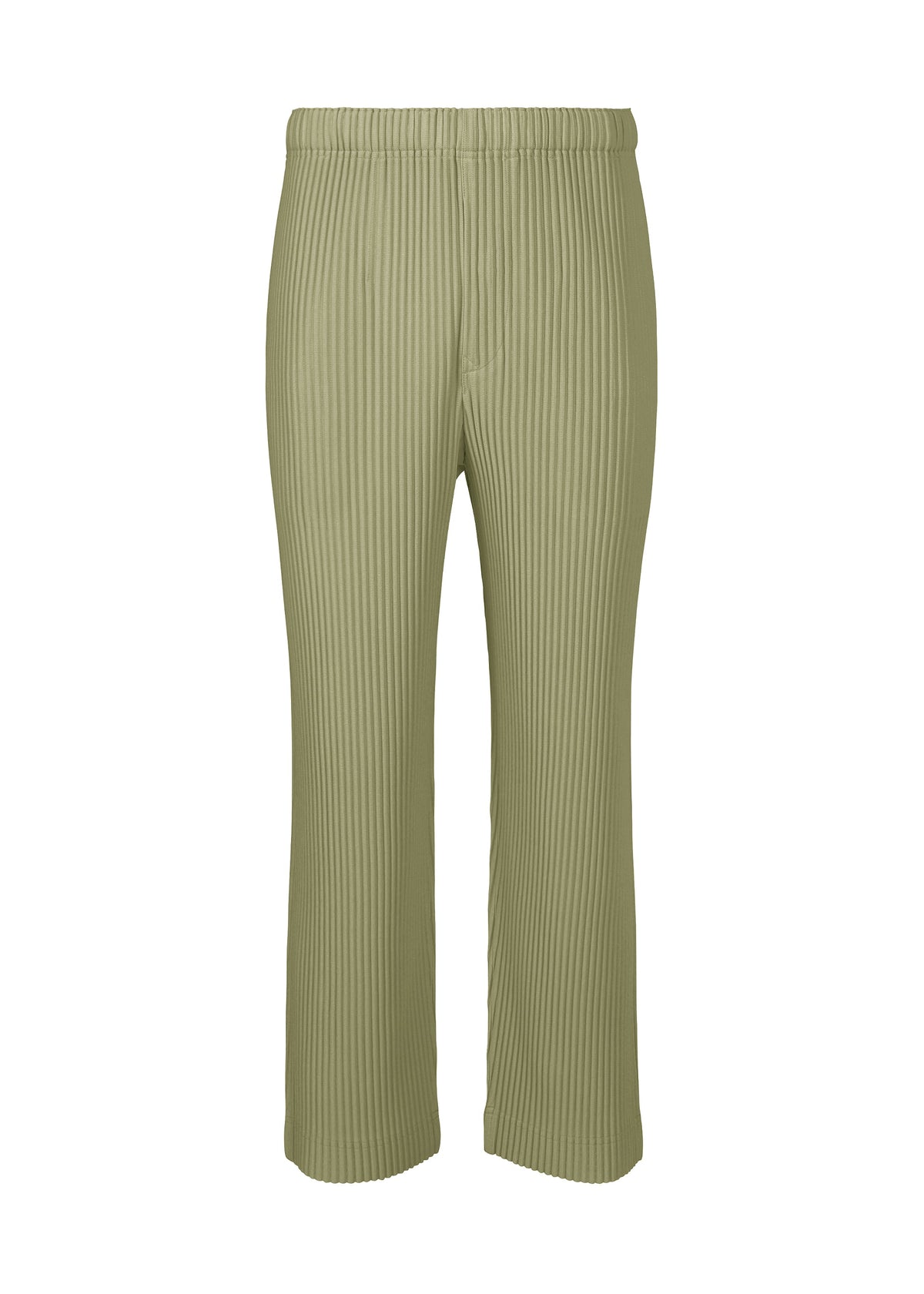 A product shot of the HOMME PLISSÉ ISSEY MIYAKE MONTHLY COLORS NOVEMBER trousers in mangan green (64).