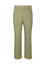 A product shot of the HOMME PLISSÉ ISSEY MIYAKE MONTHLY COLORS NOVEMBER trousers in mangan green (64).