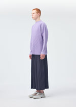 A model wears the HOMME PLISSÉ ISSEY MIYAKE MONTHLY COLORS DECEMBER clothing.