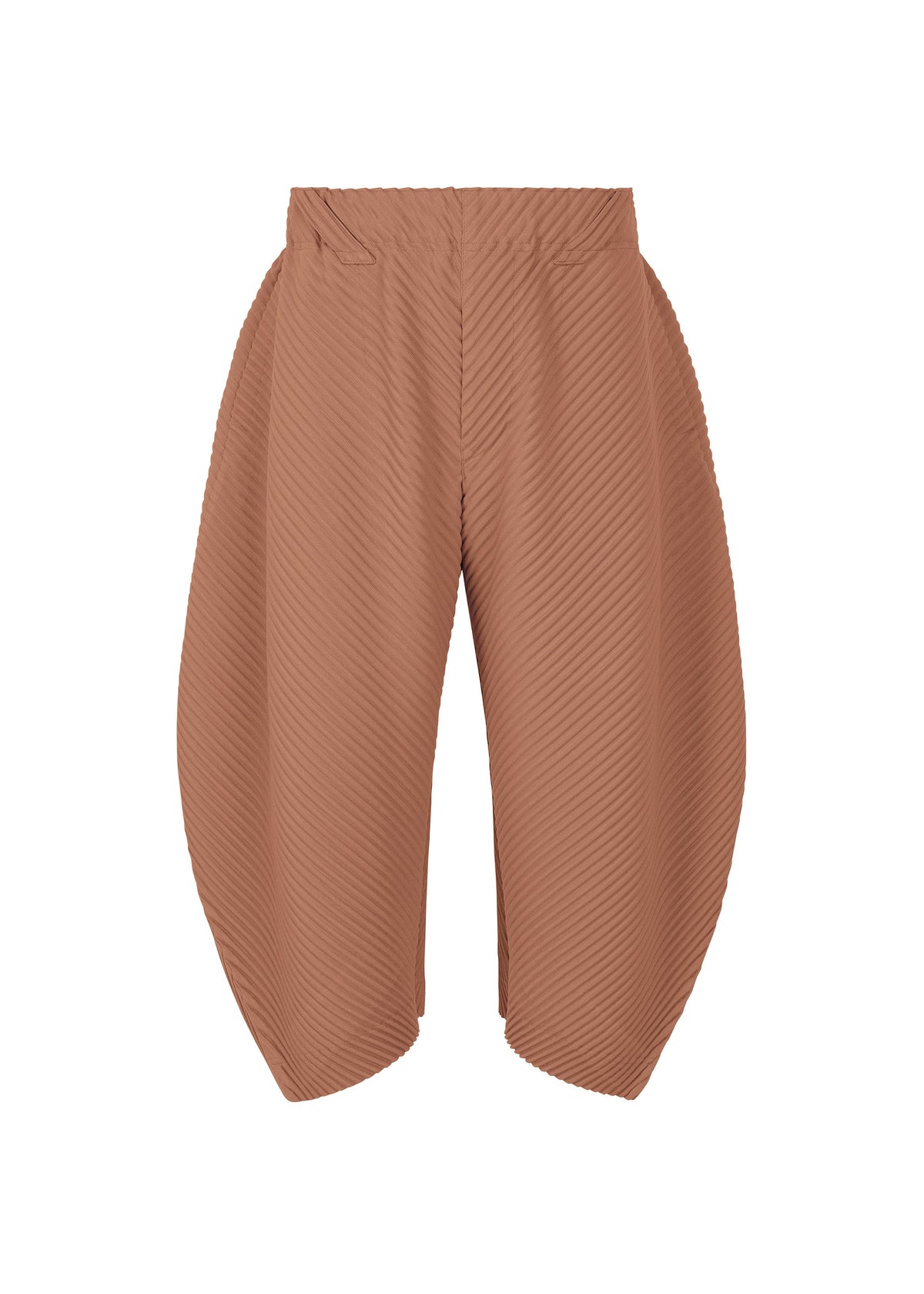 A product shot of the HOMME PLISSÉ ISSEY MIYAKE PLEATS BOTTOMS 1 trousers in vanadinite red (26).