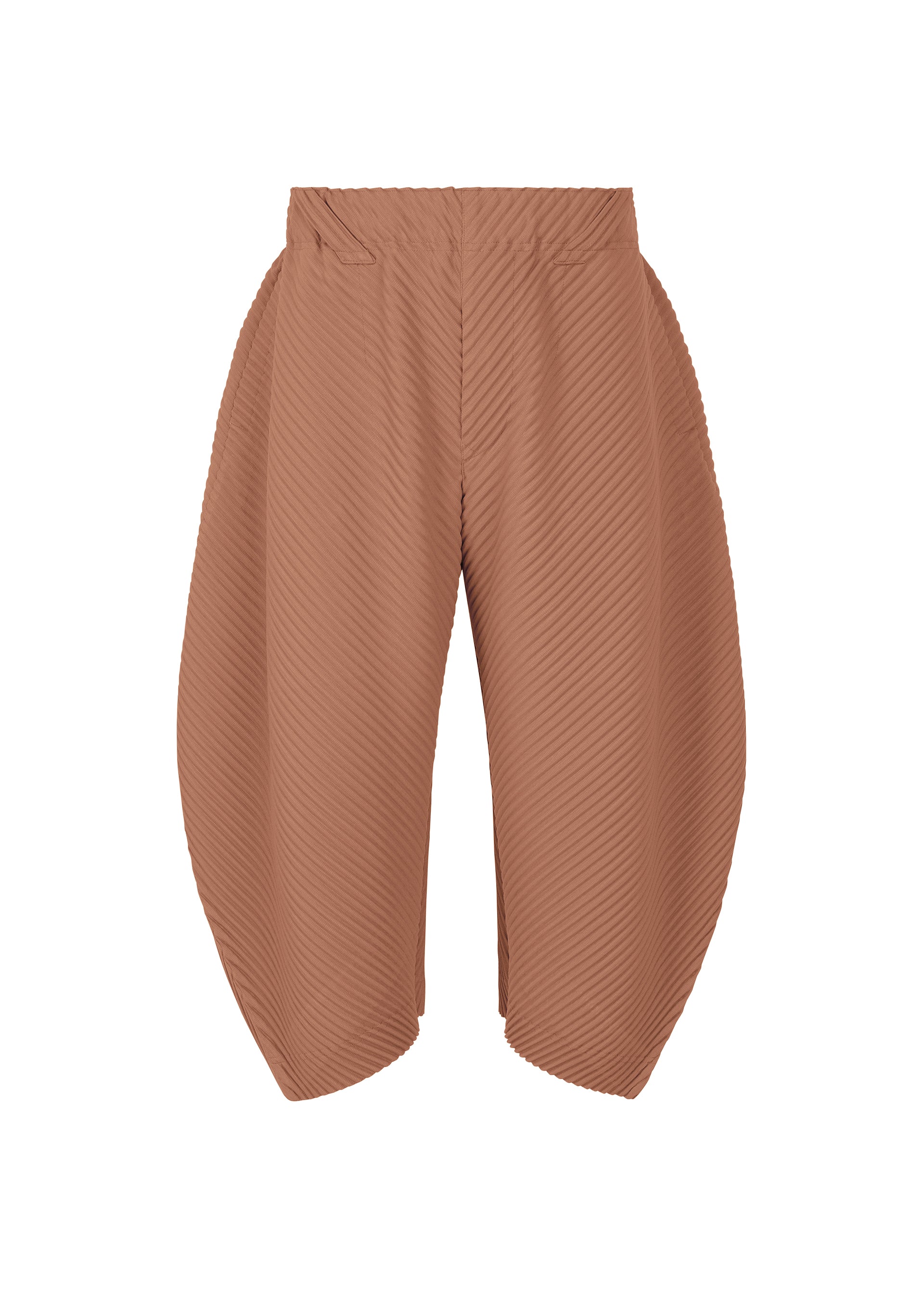 A product shot of the HOMME PLISSÉ ISSEY MIYAKE PLEATS BOTTOMS 1 trousers in vanadinite red (26).