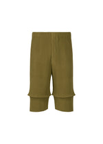 A product shot of the HOMME PLISSÉ ISSEY MIYAKE PLEATS BOTTOMS 2 clothing in rock reef green (67).