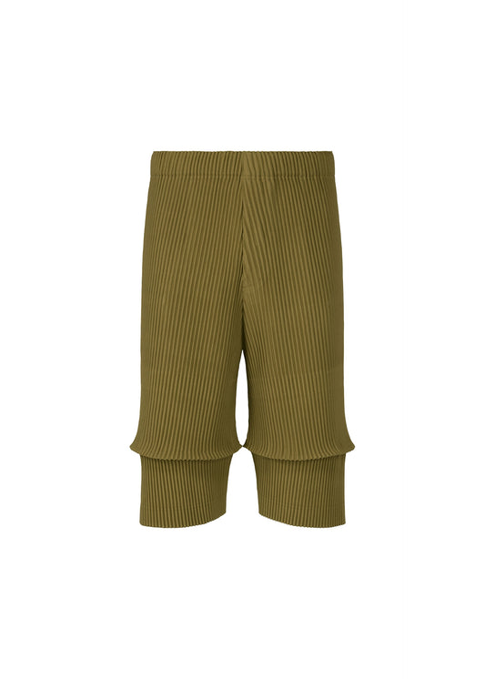 A product shot of the HOMME PLISSÉ ISSEY MIYAKE PLEATS BOTTOMS 2 clothing in rock reef green (67).