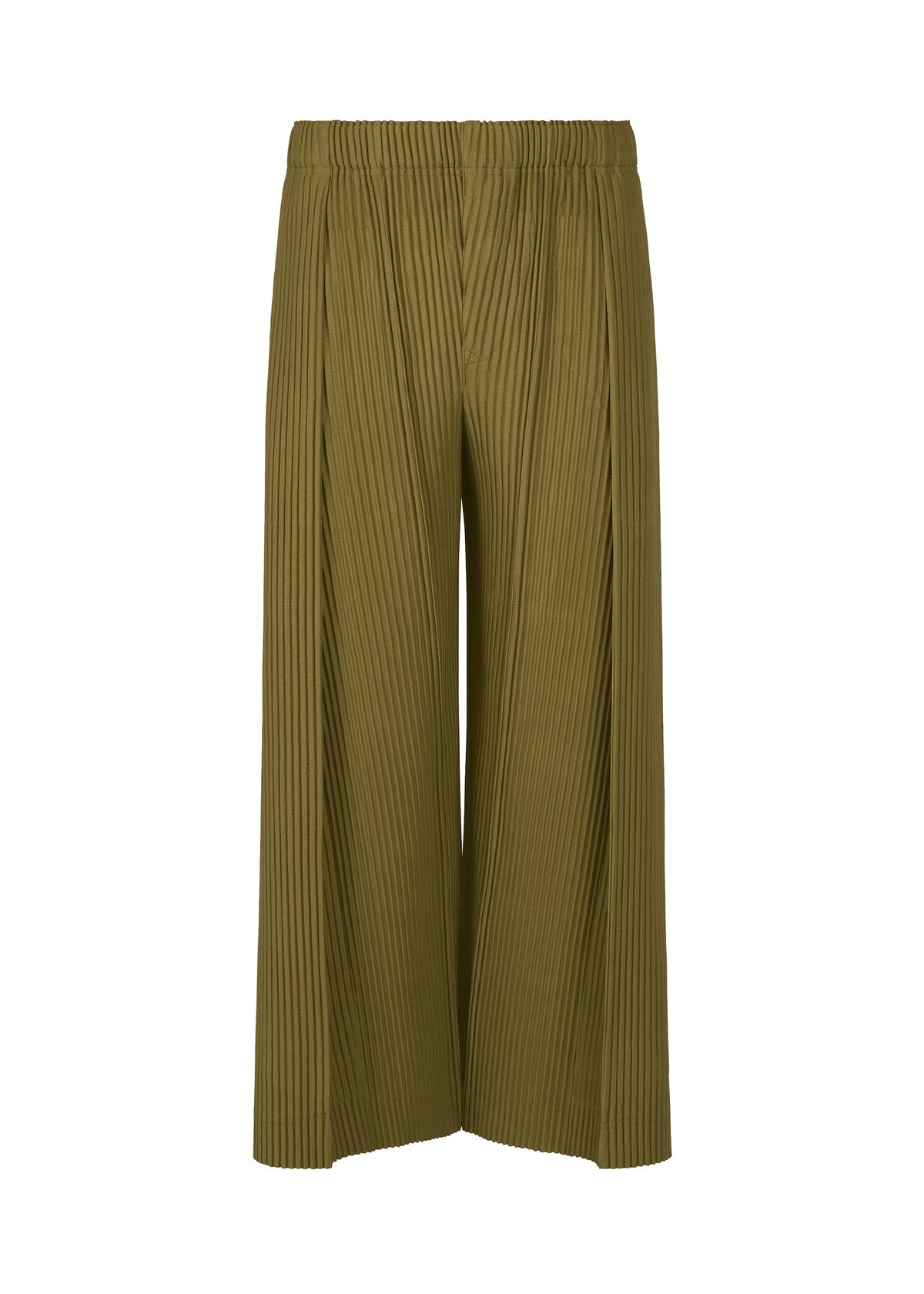 A product shot of the HOMME PLISSÉ ISSEY MIYAKE PLEATS BOTTOMS 2 clothing in rock reef green (67).