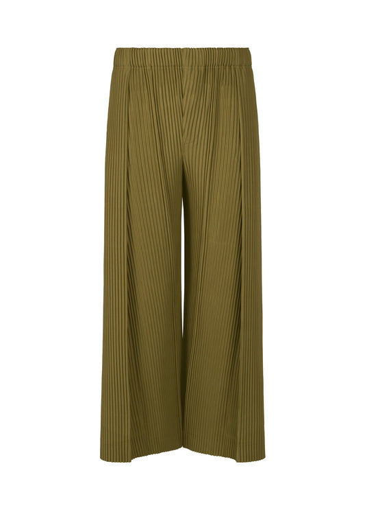 A product shot of the HOMME PLISSÉ ISSEY MIYAKE PLEATS BOTTOMS 2 clothing in rock reef green (67).