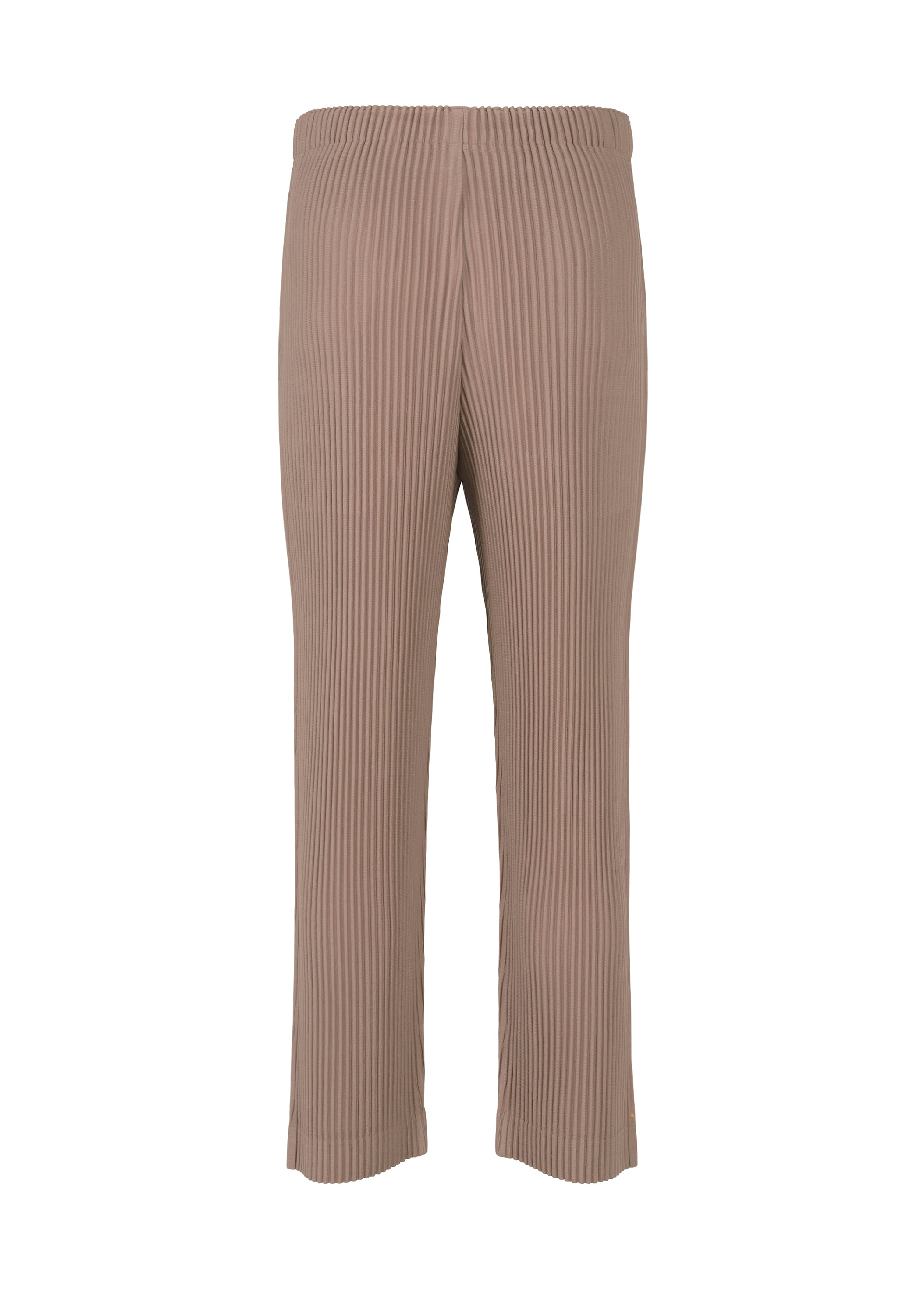 A detail shot of the HOMME PLISSÉ ISSEY MIYAKE COLOR PLEATS trousers.