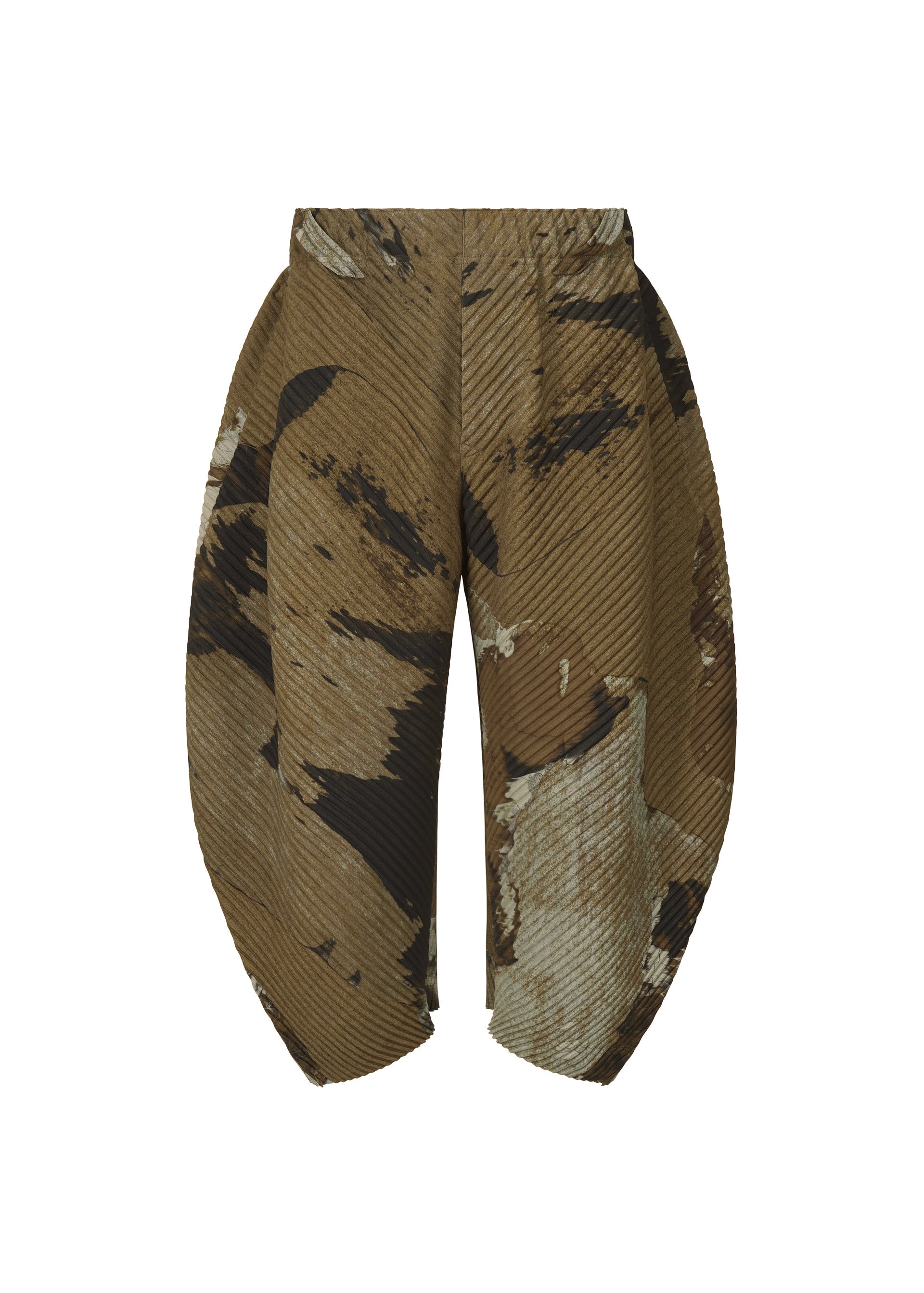 A product shot of the HOMME PLISSÉ ISSEY MIYAKE PAINTED STONE clothing in brown (44).