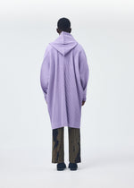 A model wears the HOMME PLISSÉ ISSEY MIYAKE PAINTED STONE clothing.