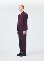 A model wears the HOMME PLISSÉ ISSEY MIYAKE QUARRY trousers.
