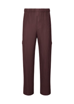 A product shot of the HOMME PLISSÉ ISSEY MIYAKE QUARRY trousers in wine purple (86).