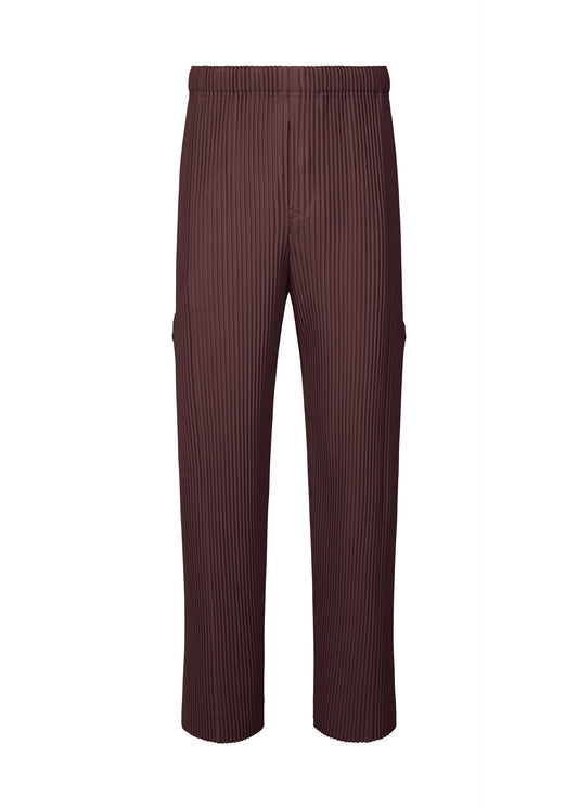 A product shot of the HOMME PLISSÉ ISSEY MIYAKE QUARRY trousers in wine purple (86).