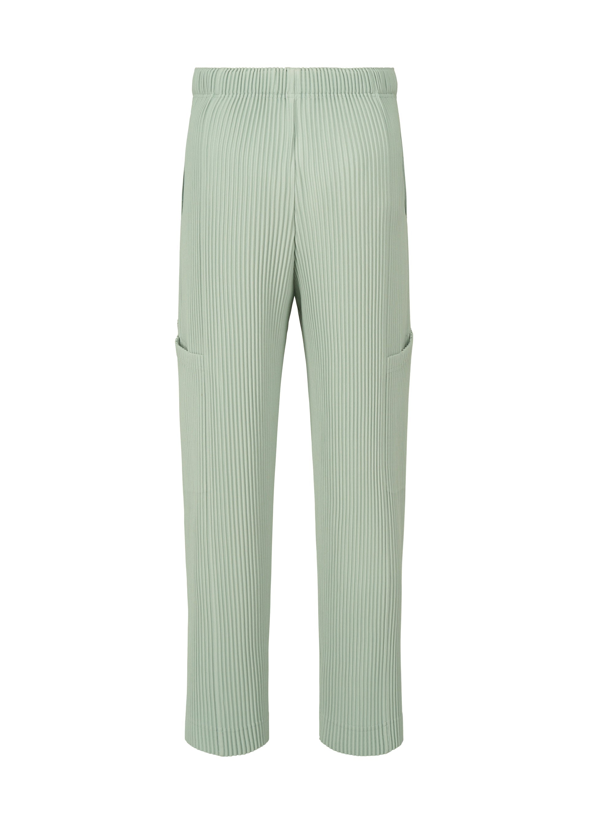 A detail shot of the HOMME PLISSÉ ISSEY MIYAKE QUARRY trousers.