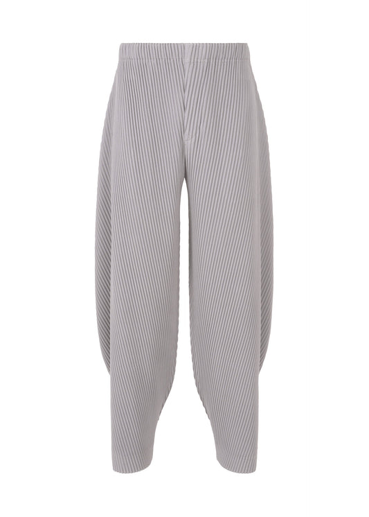 A product shot of the HOMME PLISSÉ ISSEY MIYAKE ANGULAR STONE trousers in pebble purple (80).
