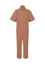 A product shot of the HOMME PLISSÉ ISSEY MIYAKE PLEATS BOTTOMS 1 jumpsuit in vanadinite red (26).