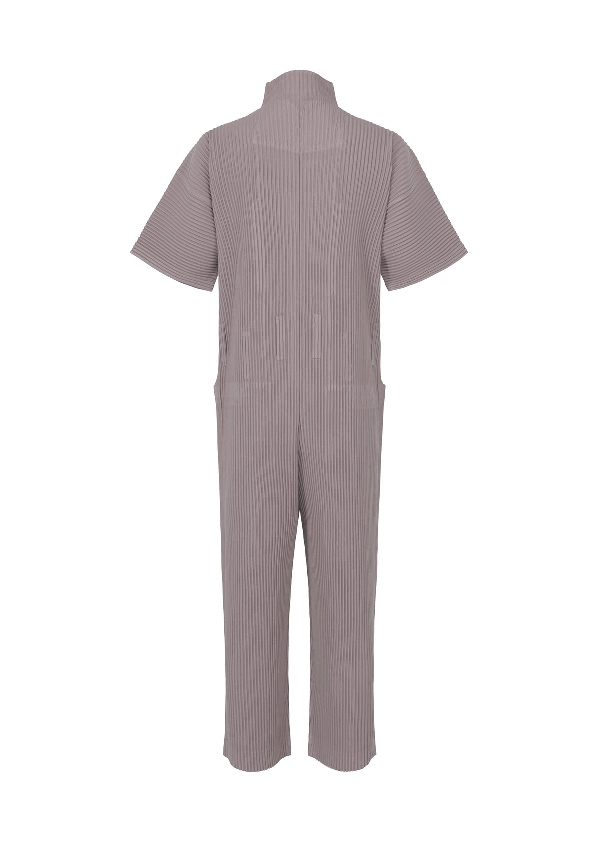 A detail shot of the HOMME PLISSÉ ISSEY MIYAKE PLEATS BOTTOMS 1 jumpsuit.