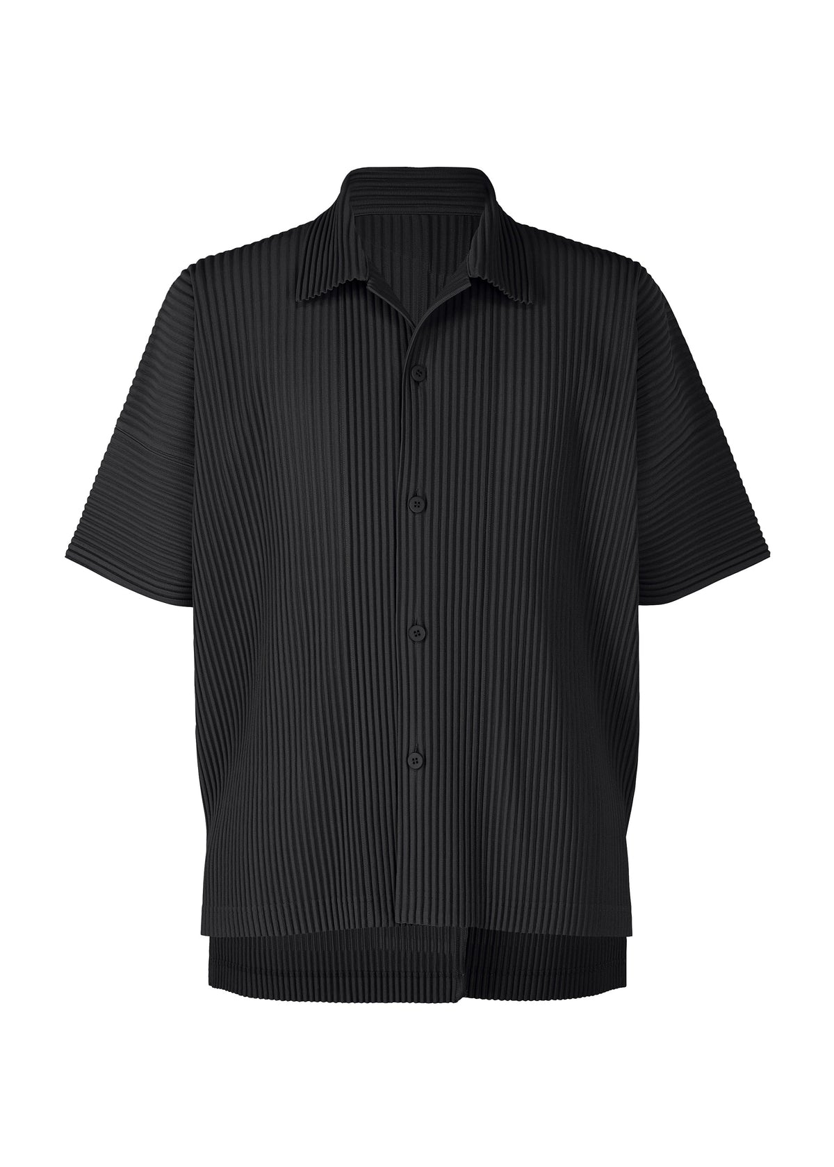 A product shot of the HOMME PLISSÉ ISSEY MIYAKE MONTHLY COLORS JULY shirt in black.