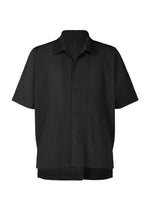 A product shot of the HOMME PLISSÉ ISSEY MIYAKE MONTHLY COLORS JULY shirt in black.