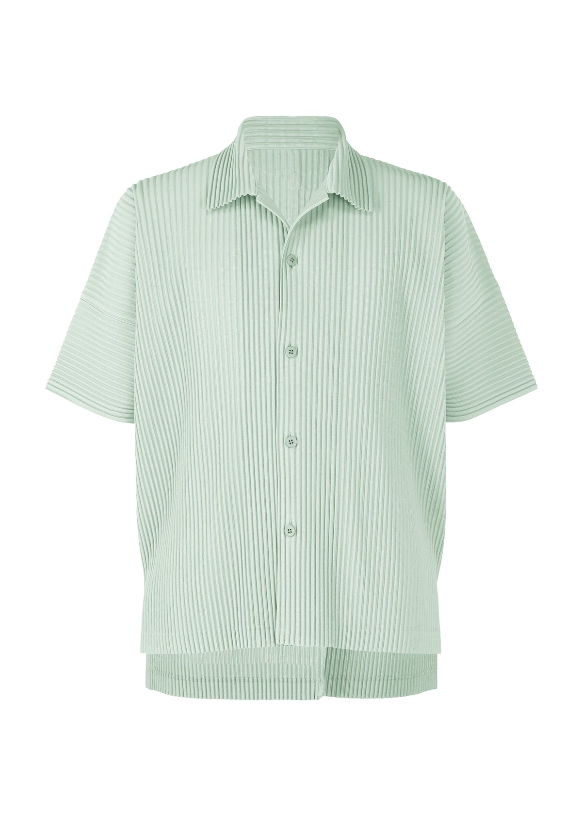A product shot of the HOMME PLISSÉ ISSEY MIYAKE MONTHLY COLORS JULY shirt in sericite blue.