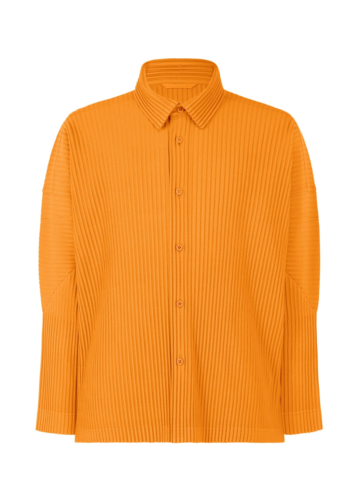A product shot of the HOMME PLISSÉ ISSEY MIYAKE MONTHLY COLORS OCTOBER shirt in orpiment orange (33).