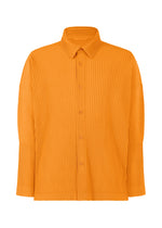A product shot of the HOMME PLISSÉ ISSEY MIYAKE MONTHLY COLORS OCTOBER shirt in orpiment orange (33).