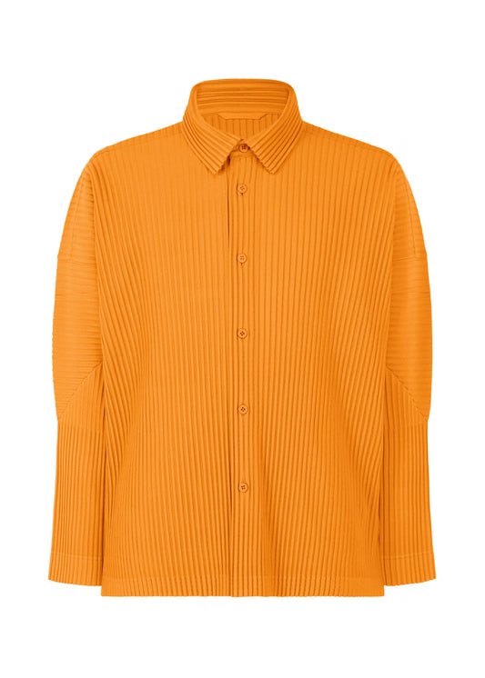 A product shot of the HOMME PLISSÉ ISSEY MIYAKE MONTHLY COLORS OCTOBER shirt in orpiment orange (33).