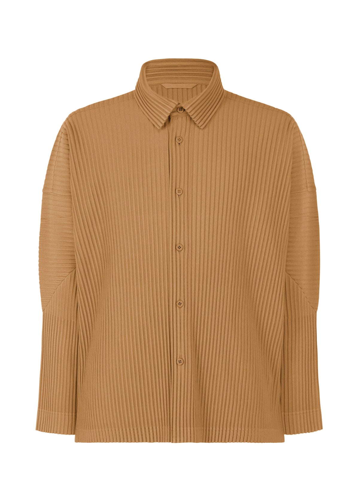 A product shot of the HOMME PLISSÉ ISSEY MIYAKE MONTHLY COLORS OCTOBER shirt in paesina brown (45).