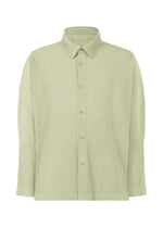 A product shot of the HOMME PLISSÉ ISSEY MIYAKE MONTHLY COLORS OCTOBER shirt in wavellite green (61).