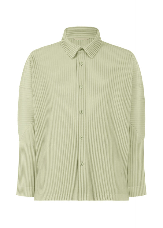 A product shot of the HOMME PLISSÉ ISSEY MIYAKE MONTHLY COLORS OCTOBER shirt in wavellite green (61).