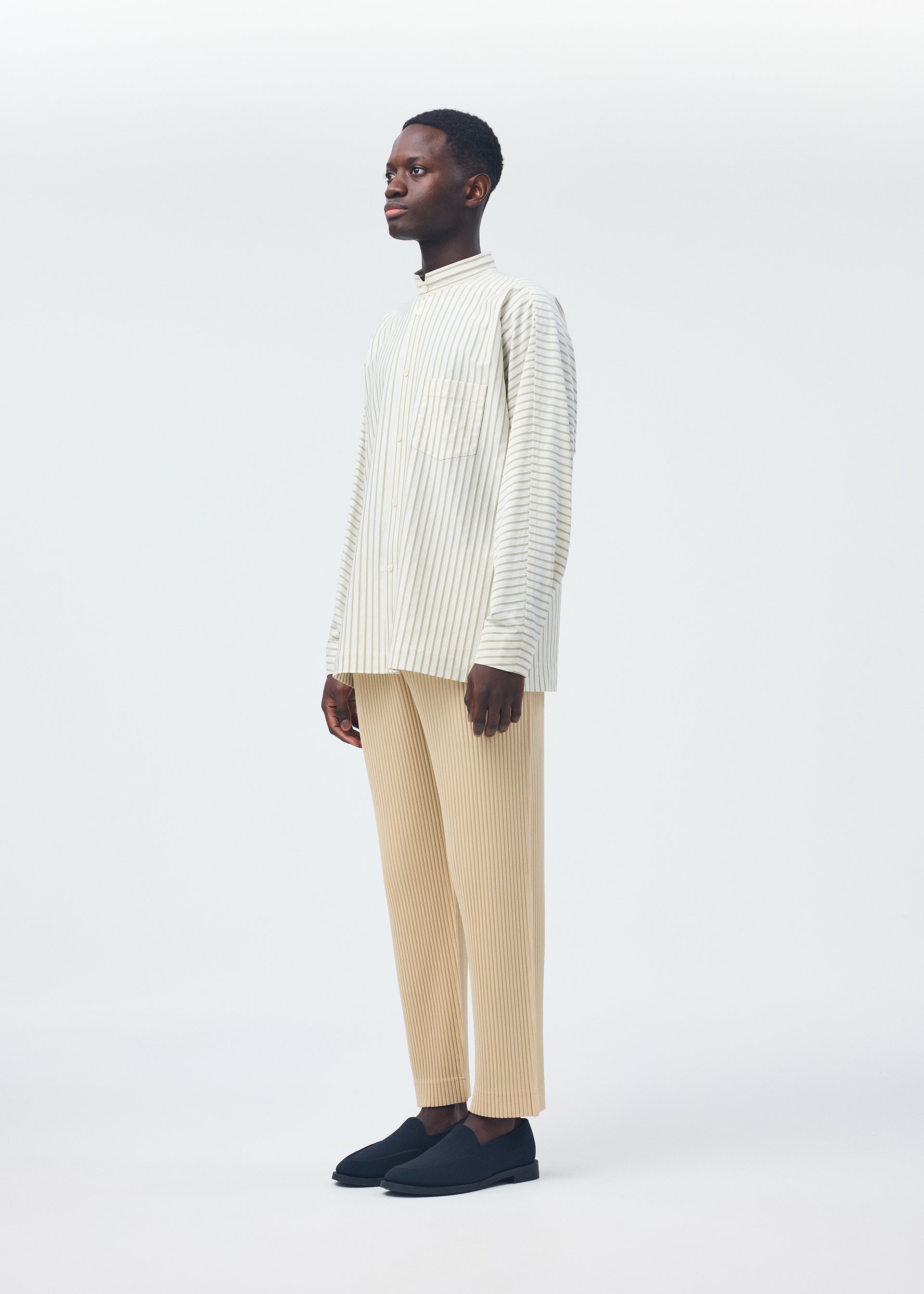 【新品】HOMMEPLISSEISSEY MIYAKE JERSEY SHIRT STRIPE JERSEY SHIRT Shirt White – The official ISSEY MIYAKE ONLINE