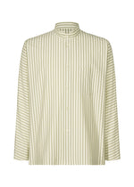 A product shot of the HOMME PLISSÉ ISSEY MIYAKE STRIPE JERSEY SHIRT clothing in white (01).