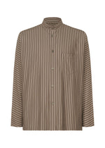 A product shot of the HOMME PLISSÉ ISSEY MIYAKE STRIPE JERSEY SHIRT clothing in grey (12).