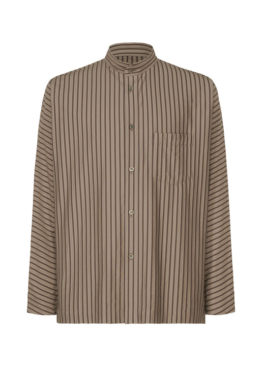 A product shot of the HOMME PLISSÉ ISSEY MIYAKE STRIPE JERSEY SHIRT clothing in grey (12).